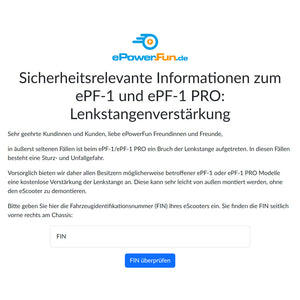 Wichtige Mitteilung für ePowerFun ePF-1 und ePF-1 PRO Besitzer!