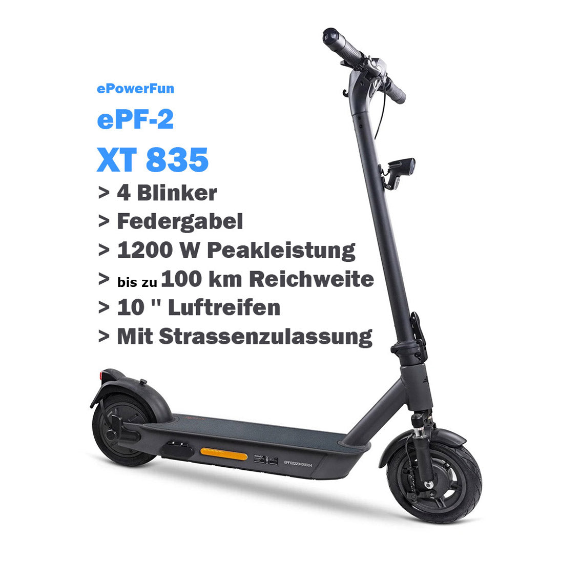 ePF-2 XT 835 eScooter - 100 km Reichweite - von ePowerFun