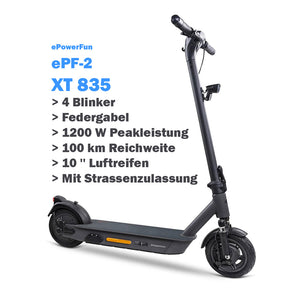 ePowerFun ePF-2 XT 835 - 100km Reichweite - e-Scooter mit Straßenzulassung