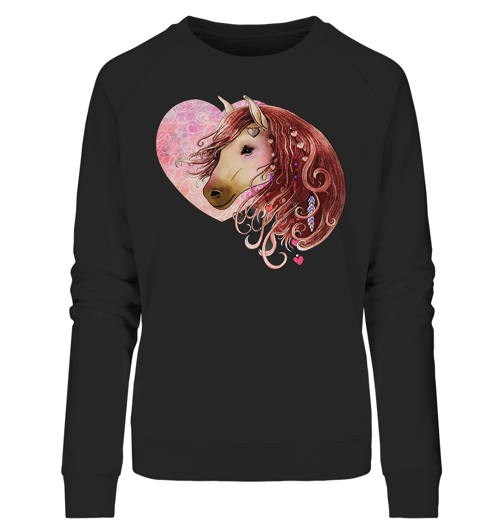 Love Horse mit Herz - Ladies Organic Sweatshirt - SHERADE Media