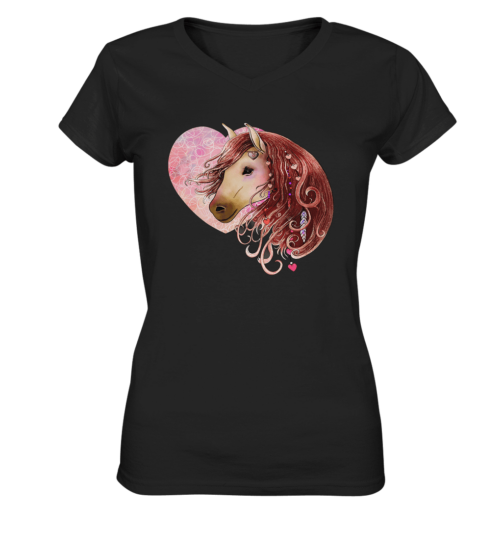 Love Horse mit Herz - Ladies V-Neck Shirt - SHERADE Media