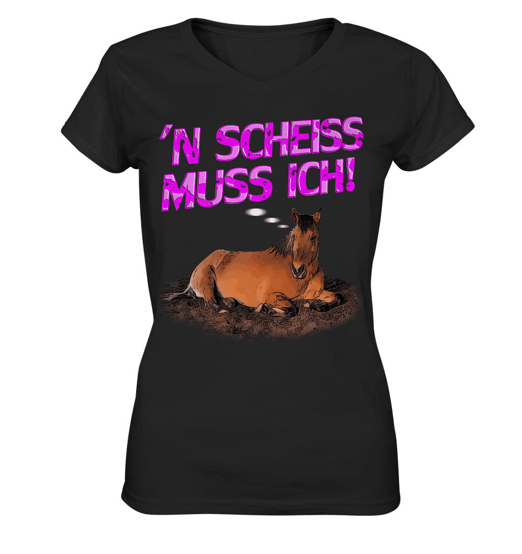 'N Scheiss muss ich! EDITION - Ladies V-Neck Shirt - SHERADE Media