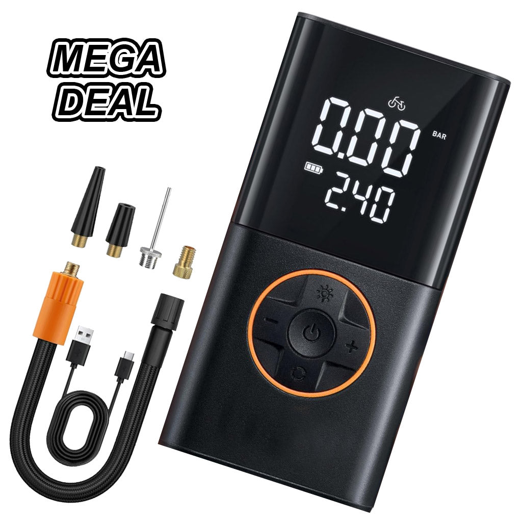 Elektrische Luftpumpe mit Taschenlampe für e-Scooter und Fahrräder