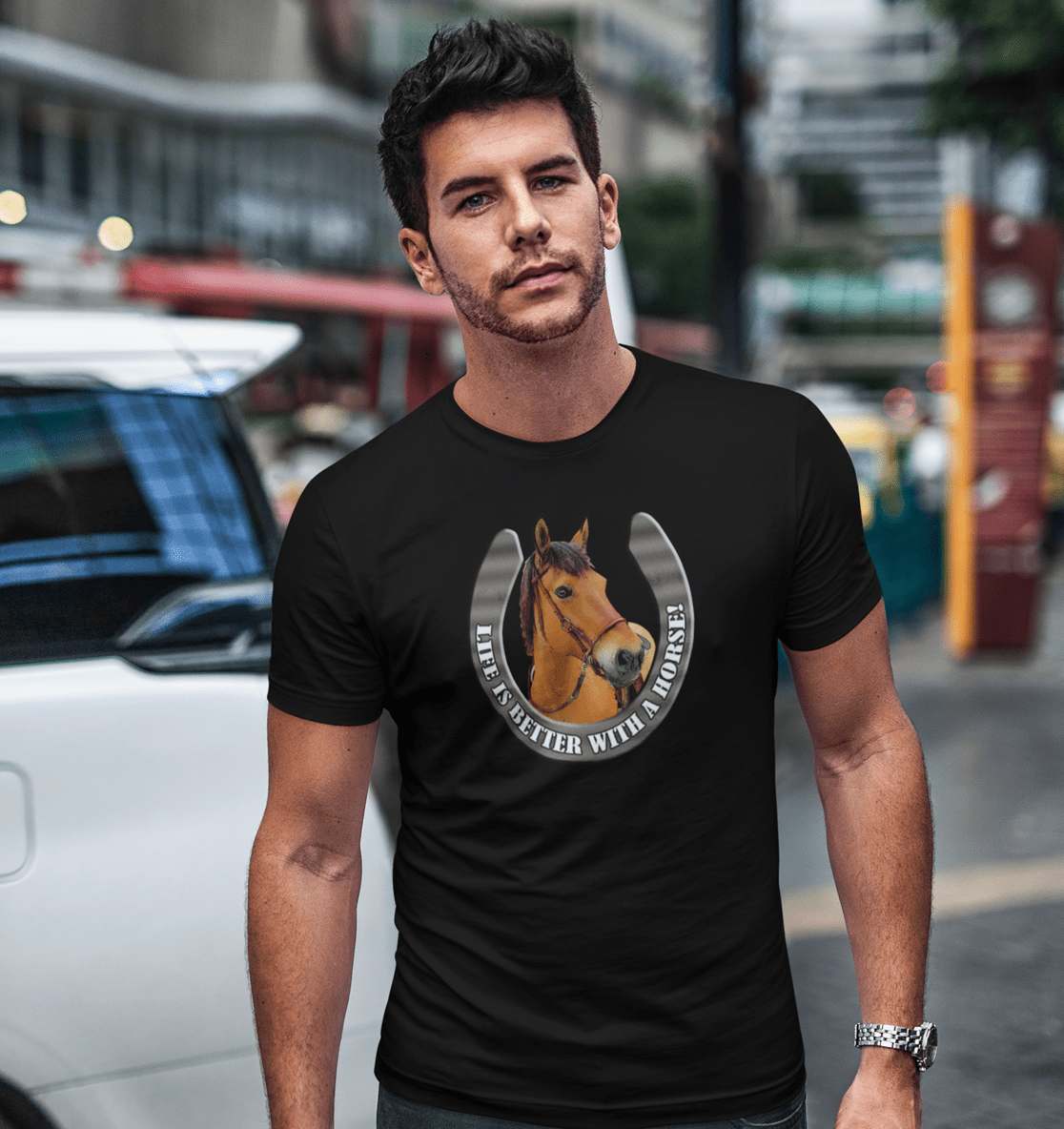 Life is better with a Horse! - Mens Organic Shirt - SHERADE Media