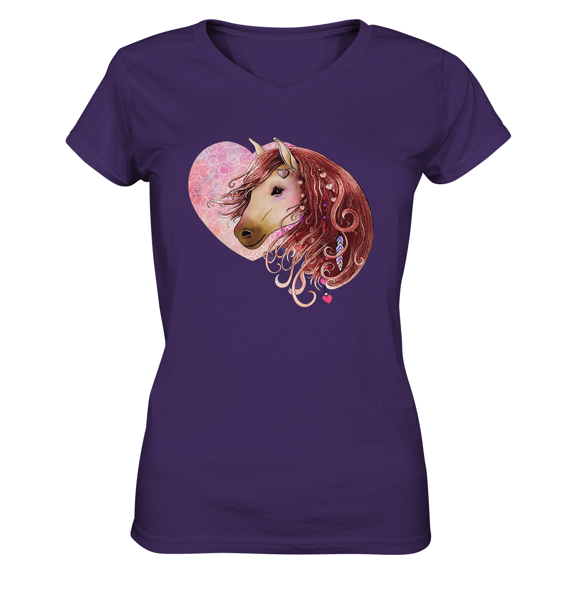 Love Horse mit Herz - Ladies V-Neck Shirt - SHERADE Media