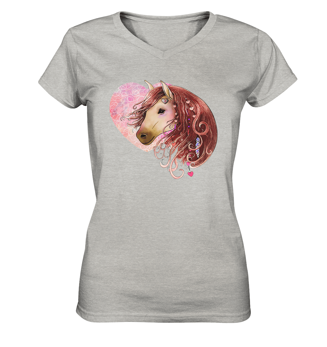 Love Horse mit Herz - Ladies V-Neck Shirt - SHERADE Media