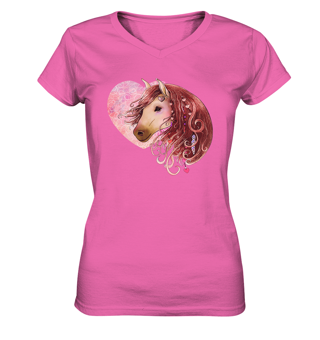 Love Horse mit Herz - Ladies V-Neck Shirt - SHERADE Media