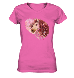 Love Horse mit Herz - Ladies V-Neck Shirt - SHERADE Media